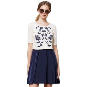 Anthropologie | Lilka Elise Flora Cream & Navy Floral Dress